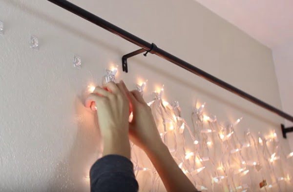 She Hangs Christmas Lights Behind Her Bed. When She's Done? BEAUTIFUL!