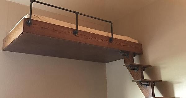 DIY Loft Bed with Iron Piping and Oak #DIY #homedecor #furniture #bedroom