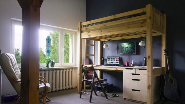 The DIY Loft Bed Workspace #DIY #homedecor #furniture #bedroom