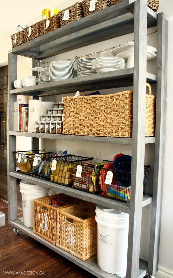 Rolling Kitchen Pantry Shelves