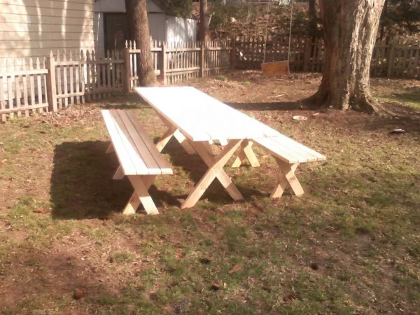 Picnic Table With Detached Benches     