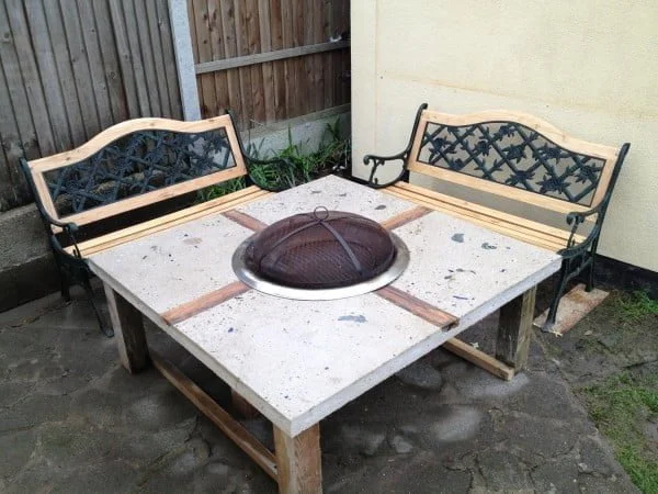 Polished Concrete Fire Pit Table     