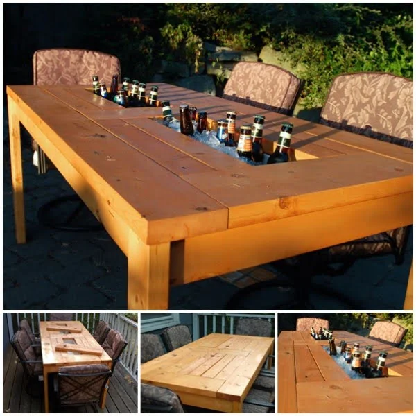 Wonderful DIY Patio Table with Built-in Wine Cooler     