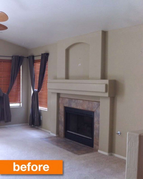 Before & After: Kristi's DIY Reclaimed Wood Fireplace #DIY #reclaimedwood #homedecor #rustic #farmhouse
