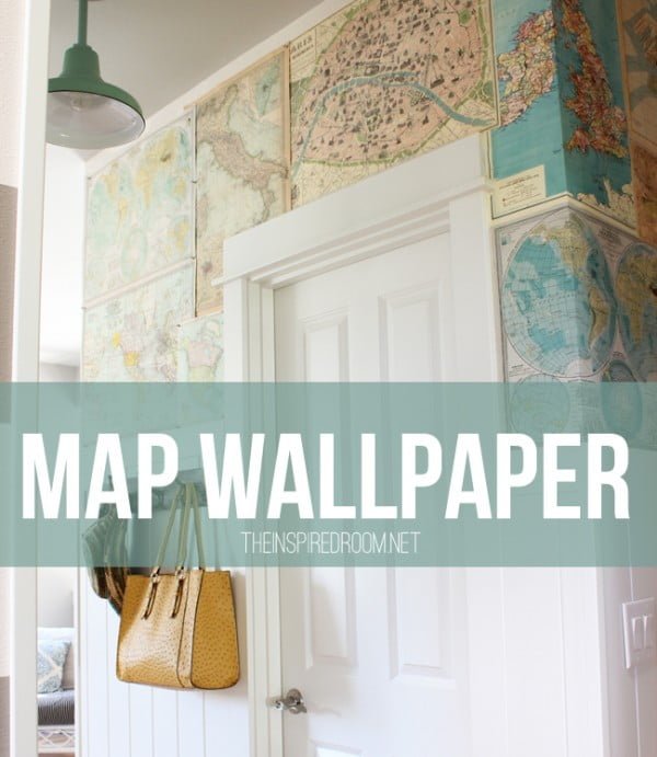 My DIY Map Wallpaper {Small Hallway} #DIY #walldecor #homedecor