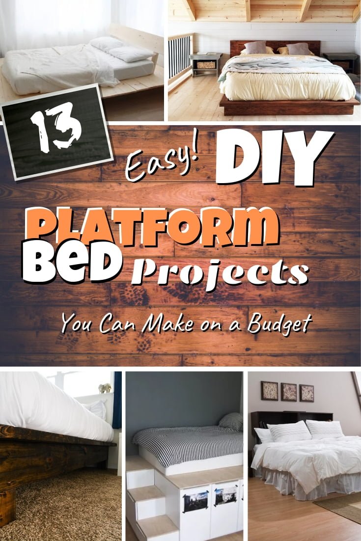 Here's how to make a DIY platform bed the easy way. A great list of 13 brilliant ideas with tutorials. Worth saving! #DIY #homedecor #bedroomdecor #furniture