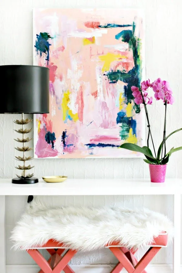 Foyer Refresh: DIY Abstract Art and Painted Black Door     
