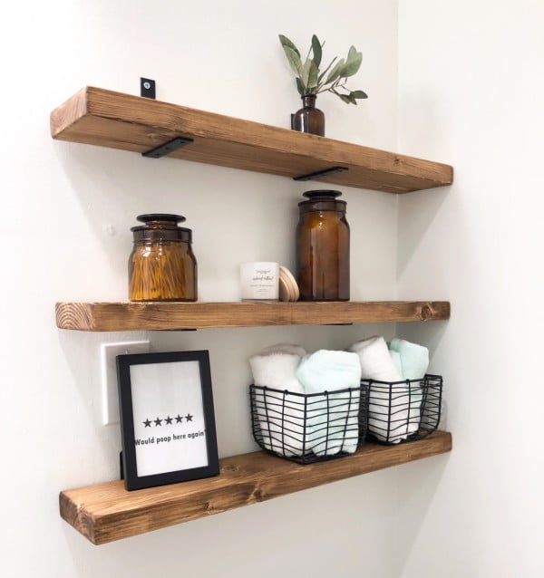 wooden bathroom shelves