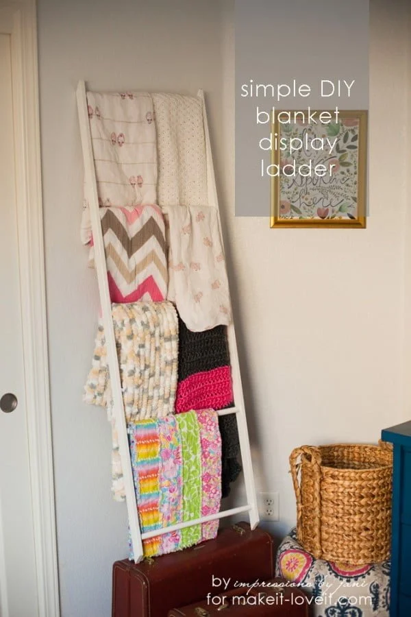 DIY Blanket Storage Display Ladder     