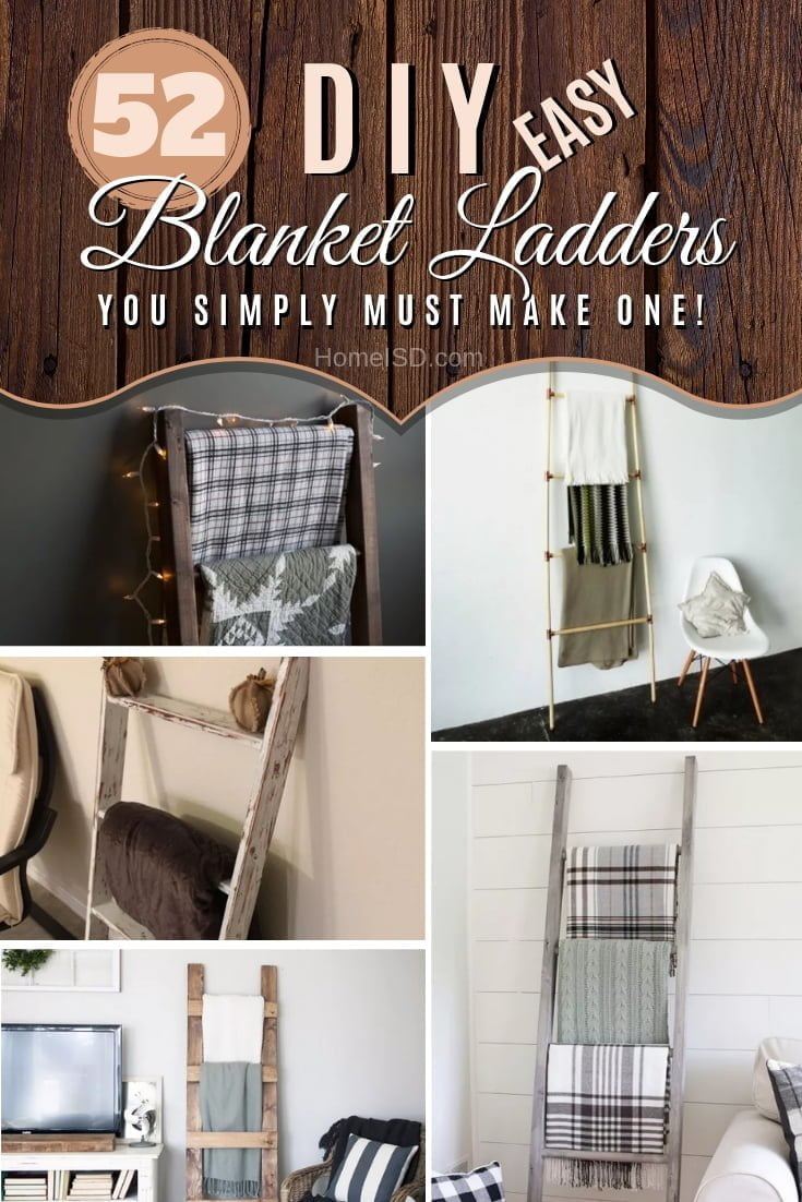 Easy and gorgeous home decor and storage with DIY blanket ladders. Great list! #DIY #woodworking #storage #organize #homedecor