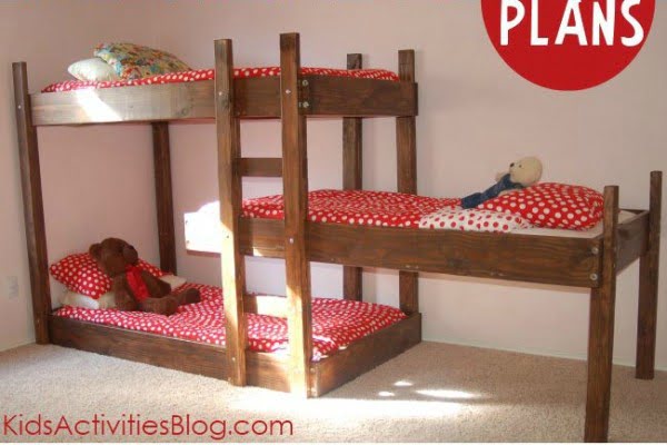 23 Easy Comfy Diy Bunk Beds You Can, Dog Bunk Bed Plans With Stairs