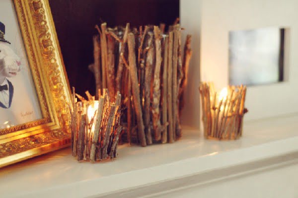 Beautiful DIY Wood Sticks Candle Holders    