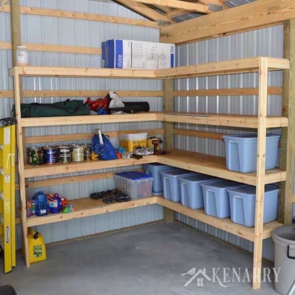 DIY Corner Shelves for Garage or Pole Barn Storage      