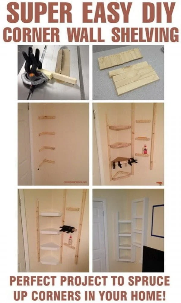 How To Build Simple Corner Wall Shelving Yourself DIY