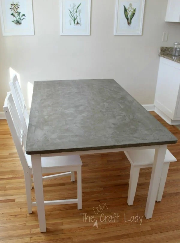 DIY Concrete Dining Table Top and Dining Set Makeover    