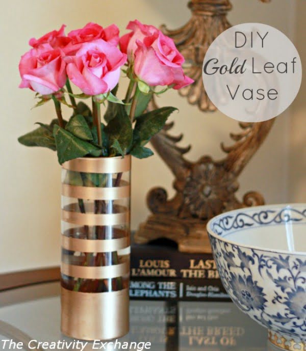 DIY Gold Leaf Vase {How to Paint on Glass}...
