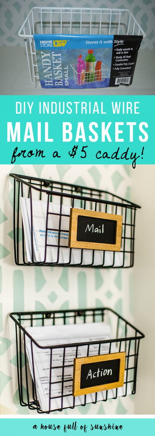 DIY industrial wire mail baskets