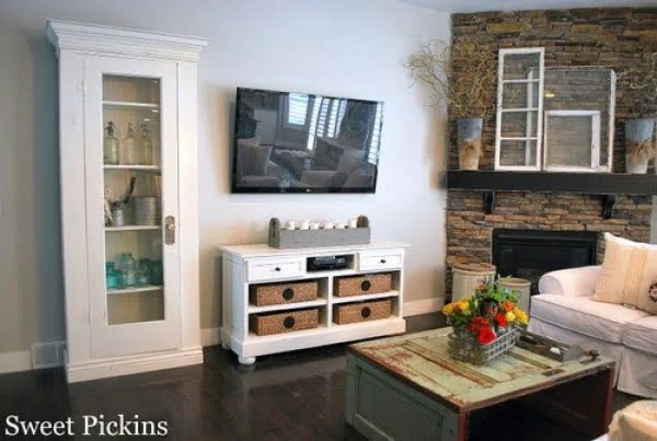 {Office Cabinet to TV Console} – before & after    