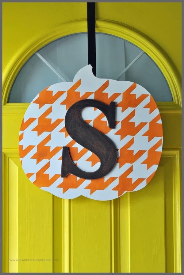 For Fall DIY Monogrammed Pumpkin Door Decor