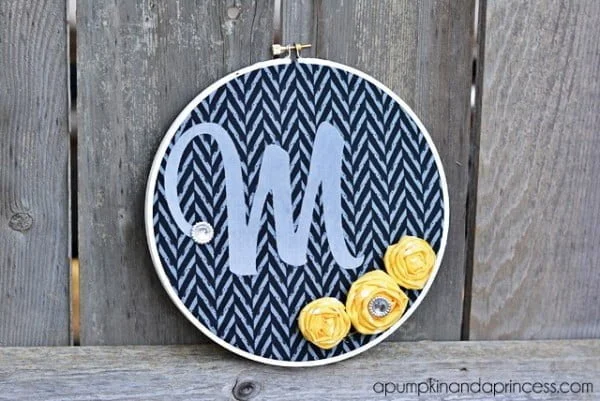 DIY Monogram Embroidery Hoop Decor