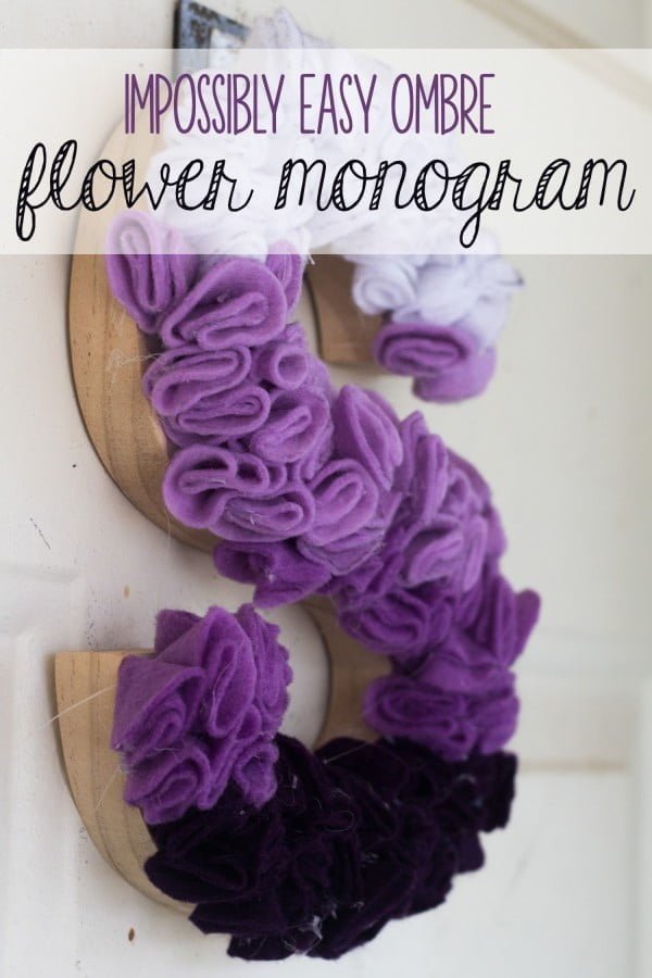 Ombre Flower Monogram-- Impossibly Easy DIY Wreath Decoration from MamaPlusOne    