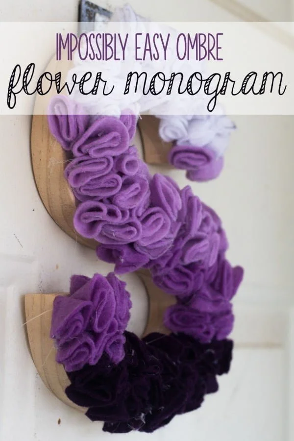 Ombre Flower Monogram-- Impossibly Easy DIY Wreath Decoration from MamaPlusOne