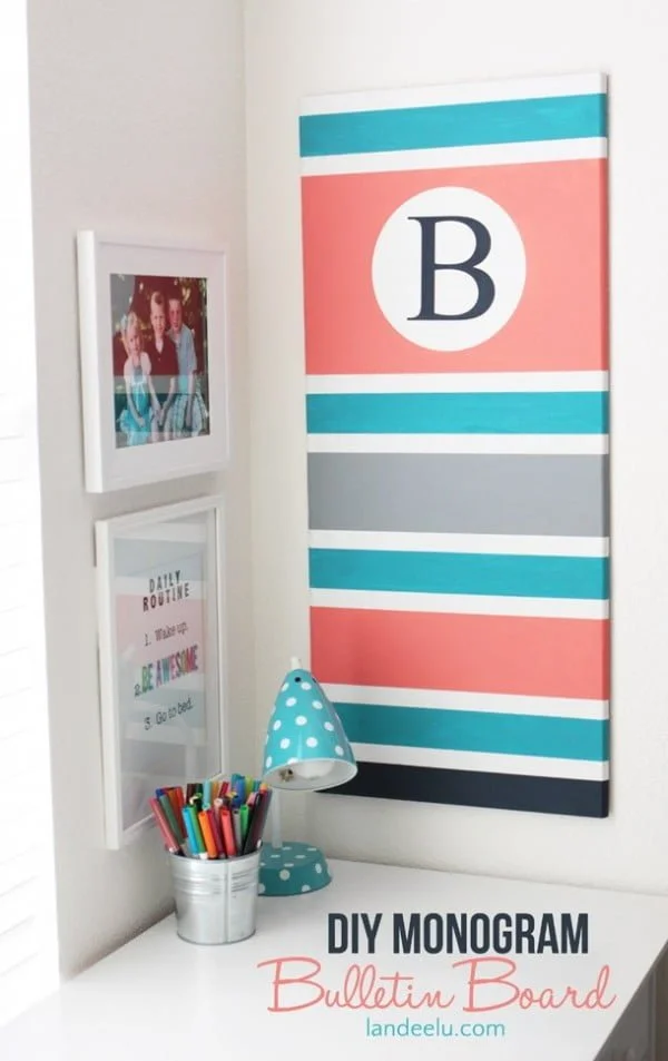 DIY Monogram Bulletin Board