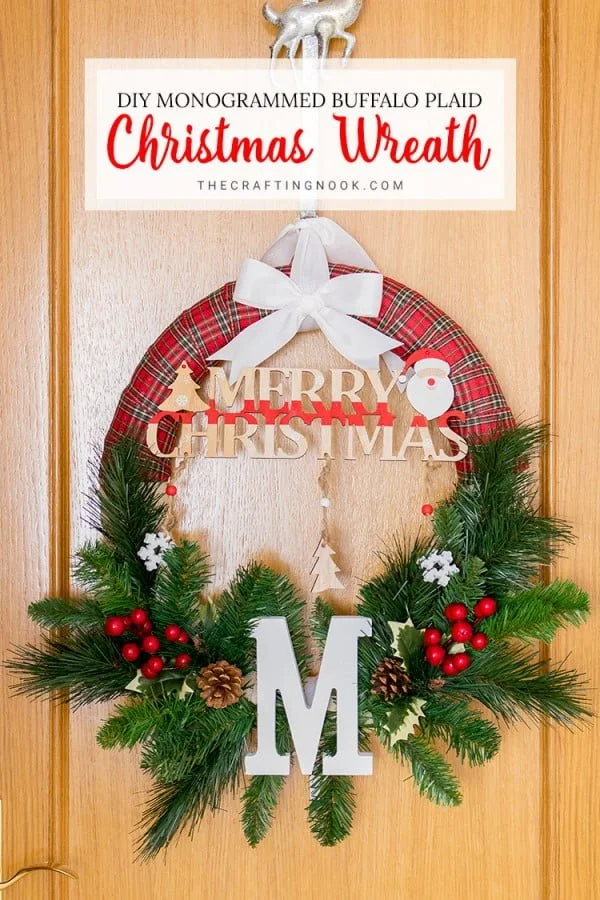DIY Monogrammed Buffalo Plaid Christmas Wreath