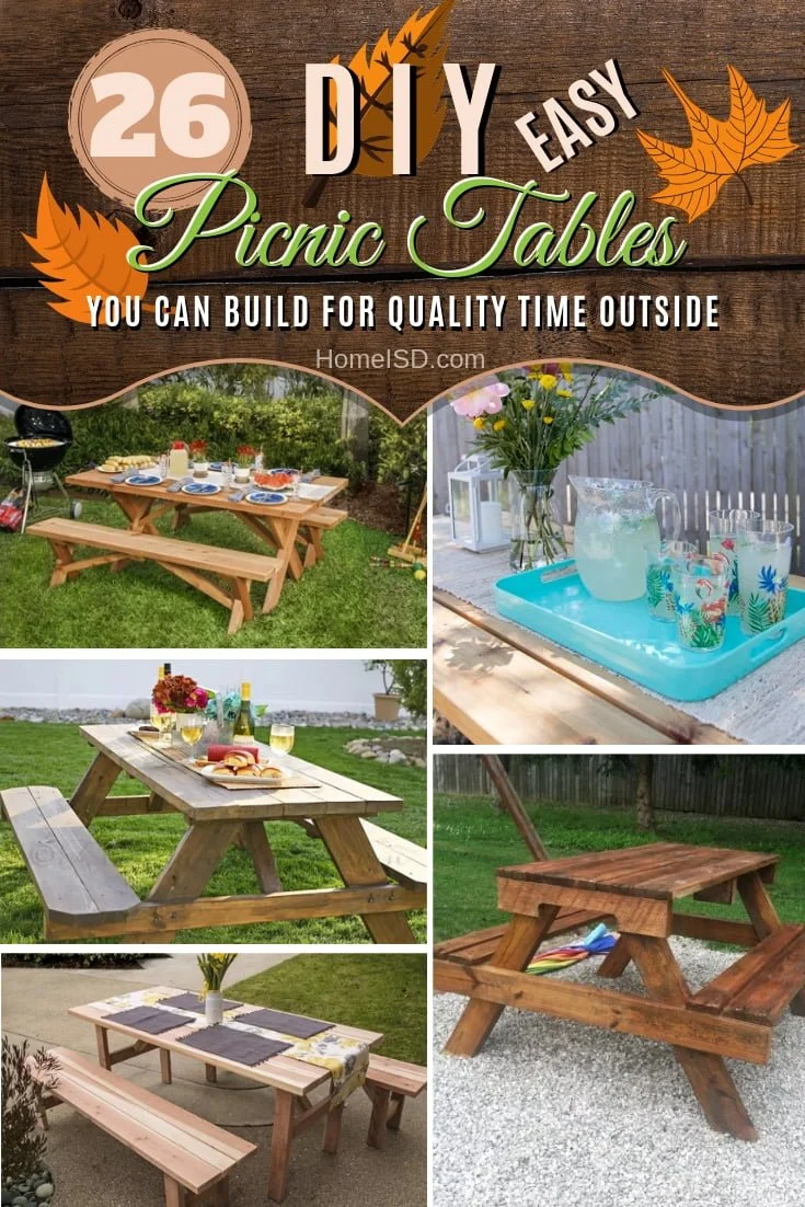 Build a DIY picnic table to spend quality time with your family outside! Great ideas! #DIY #woodworking #backyard #outdoors