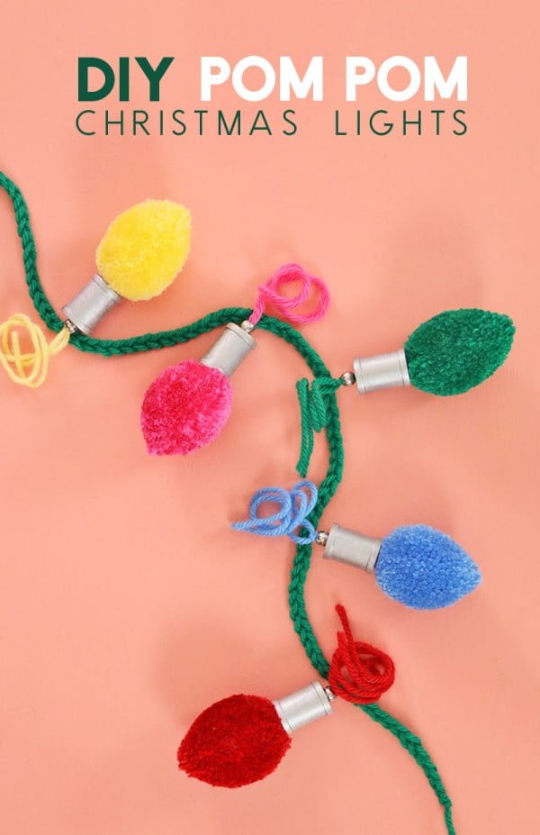 DIY Christmas Light Pom Poms #DIY #pompom #crafts #homedecor