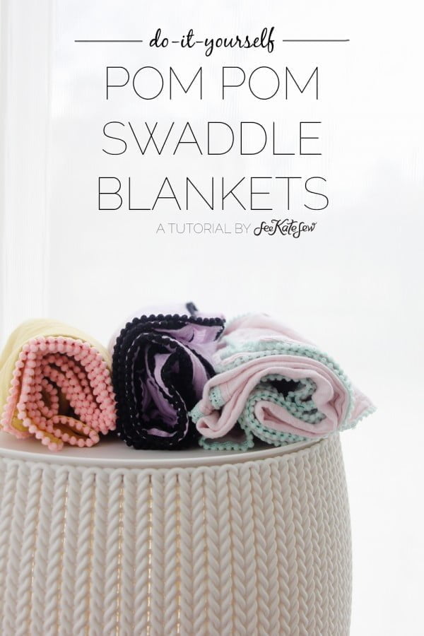 DIY Pom Pom Swaddle Blankets #DIY #pompom #crafts #homedecor