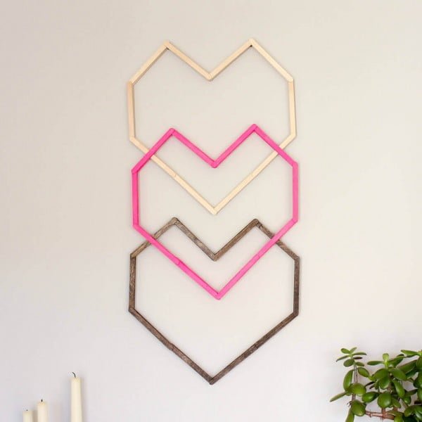 Geometric Heart DIY Wall Art--With Popsicle Sticks!    