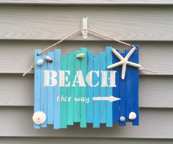 Recycled Wood Distressed Outdoor Beach Sign     
