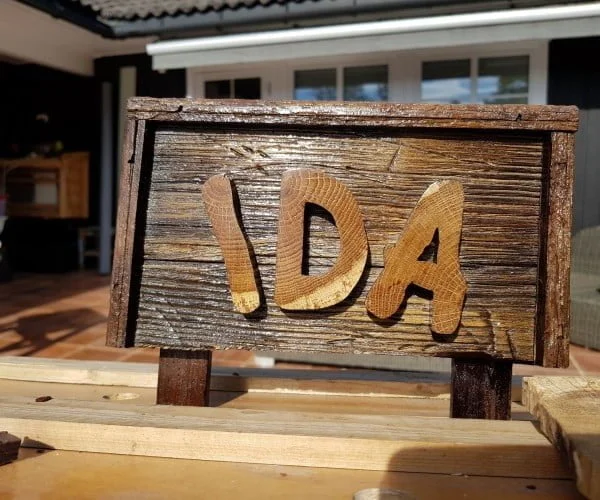 Rustic Name Sign Out of Scrap Wood.     