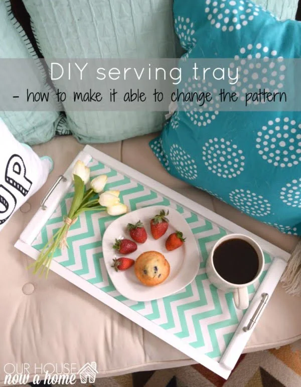DIY serving tray, interchangeable backing • Our House Now a Home     