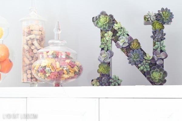 DIY Faux Succulent Monogram Planter