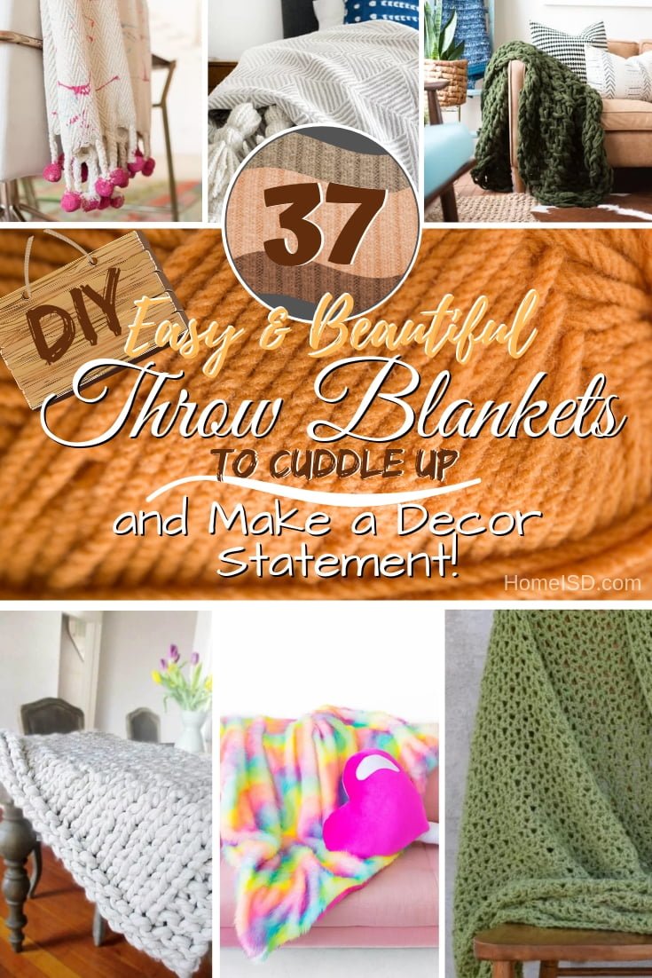 Make a beautiful DIY throw blanket to crawl up in and make a decor statement. Great list of ideas! #DIY #craft #knit #homedecor