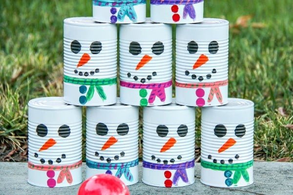 DIY Snowman Tin Can Toss