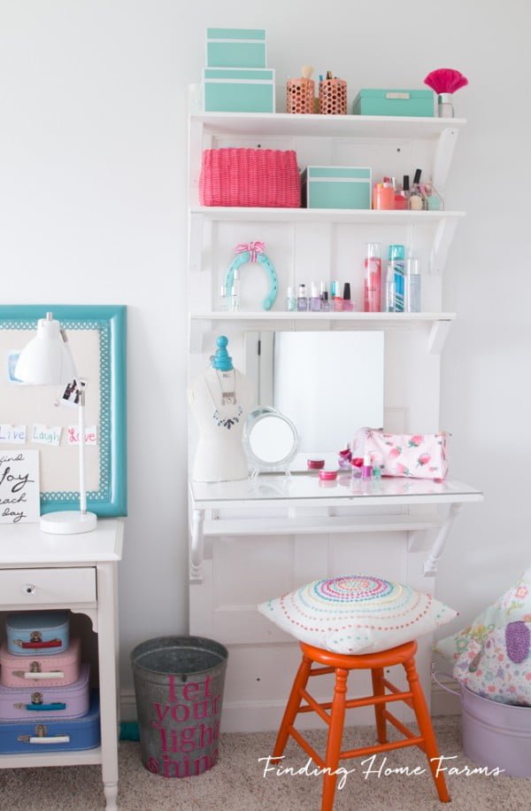 DIY Vintage Door Vanity Desk for a Teen
