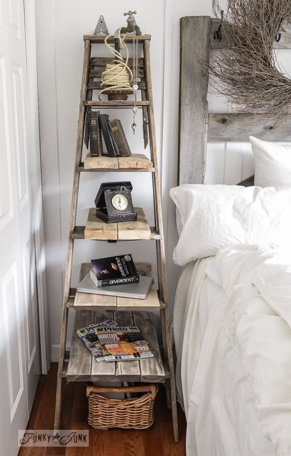 Make an upcycled stepladder side table with shelves... instantly!