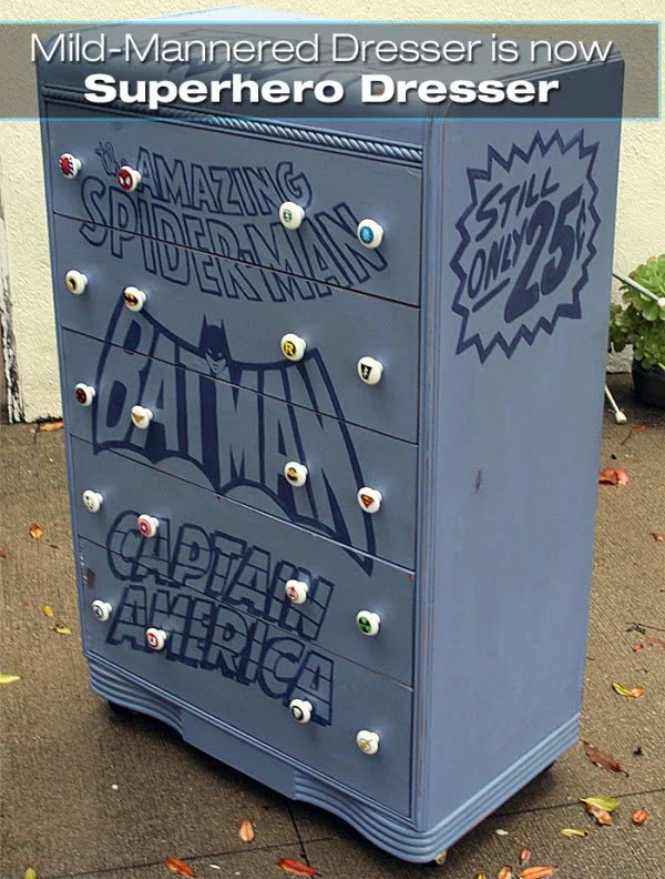 DIY Dresser Makeover into a Super(hero) Dresser     