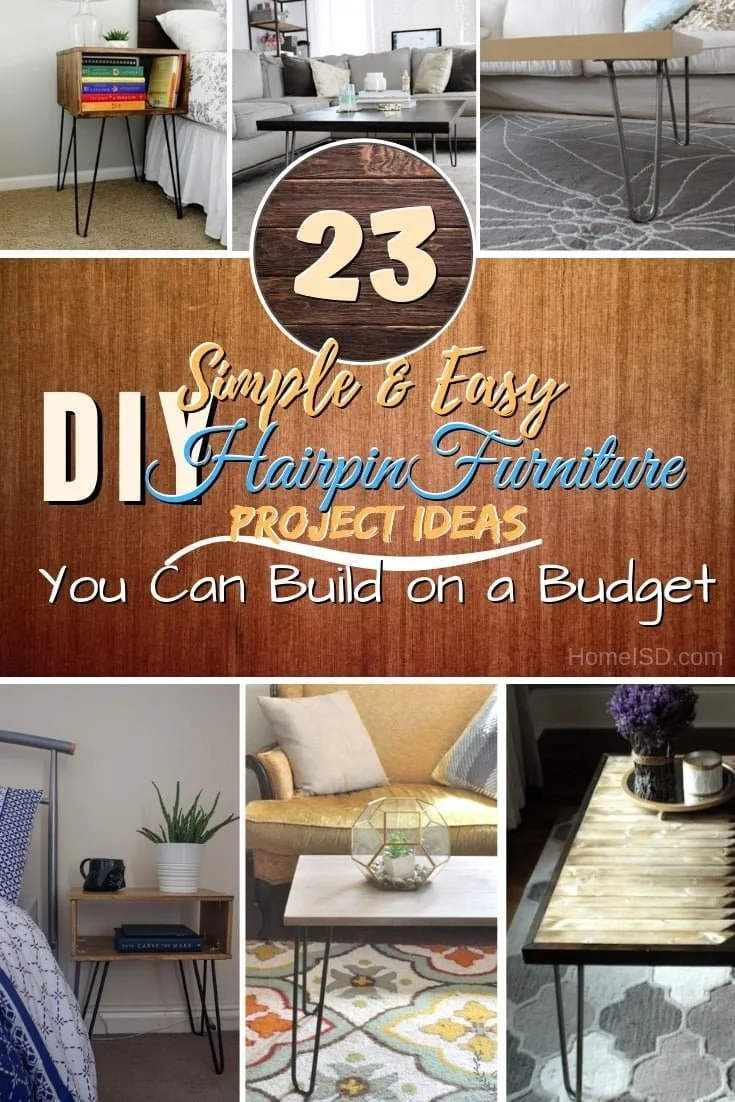 Want to add a mid-century modern style accent to your home decor with hairpin furniture? These DIY ideas will help you save a lot of money! #DIY #woodworking #furniture #hairpinlegs #homedecor