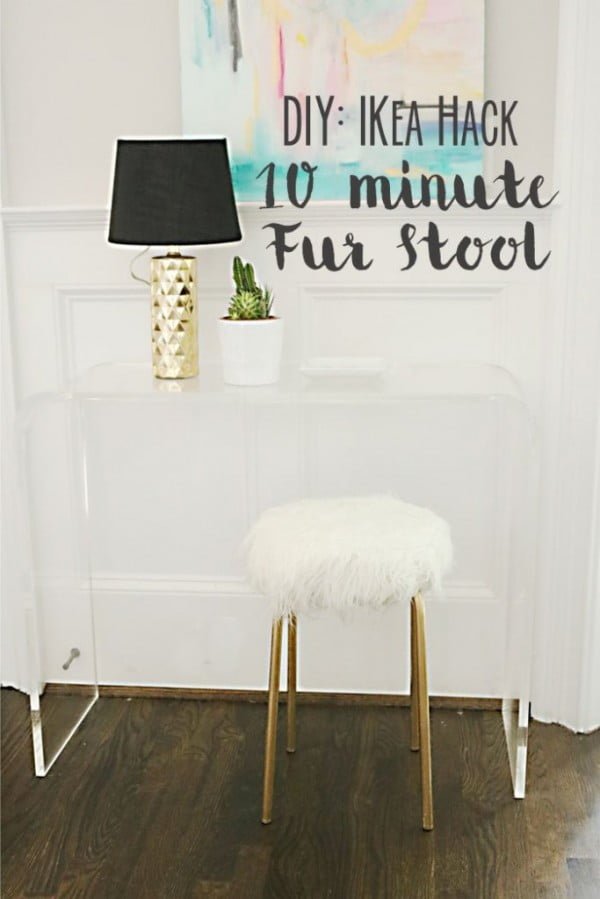 DIY IKEA Hack White Fur Stool