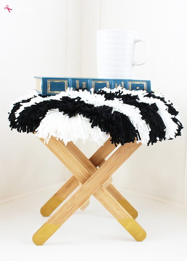 Striped Shag Footstool IKEA Hack Idea