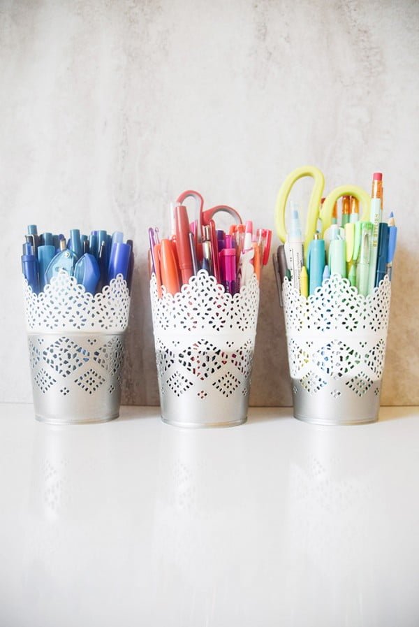 DIY IKEA Hack: Spray painted office supplies / The Blog Market
