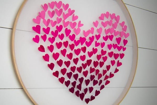 DIY Embroidery Hoop Wall Hanging for Valentine's Day     