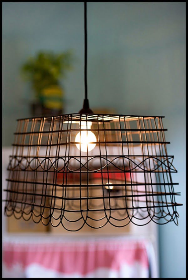 DIY Wire Basket Pendant Light