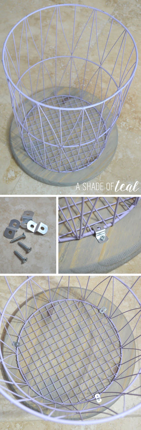 How to… Wire Trash Can turned Side Table     