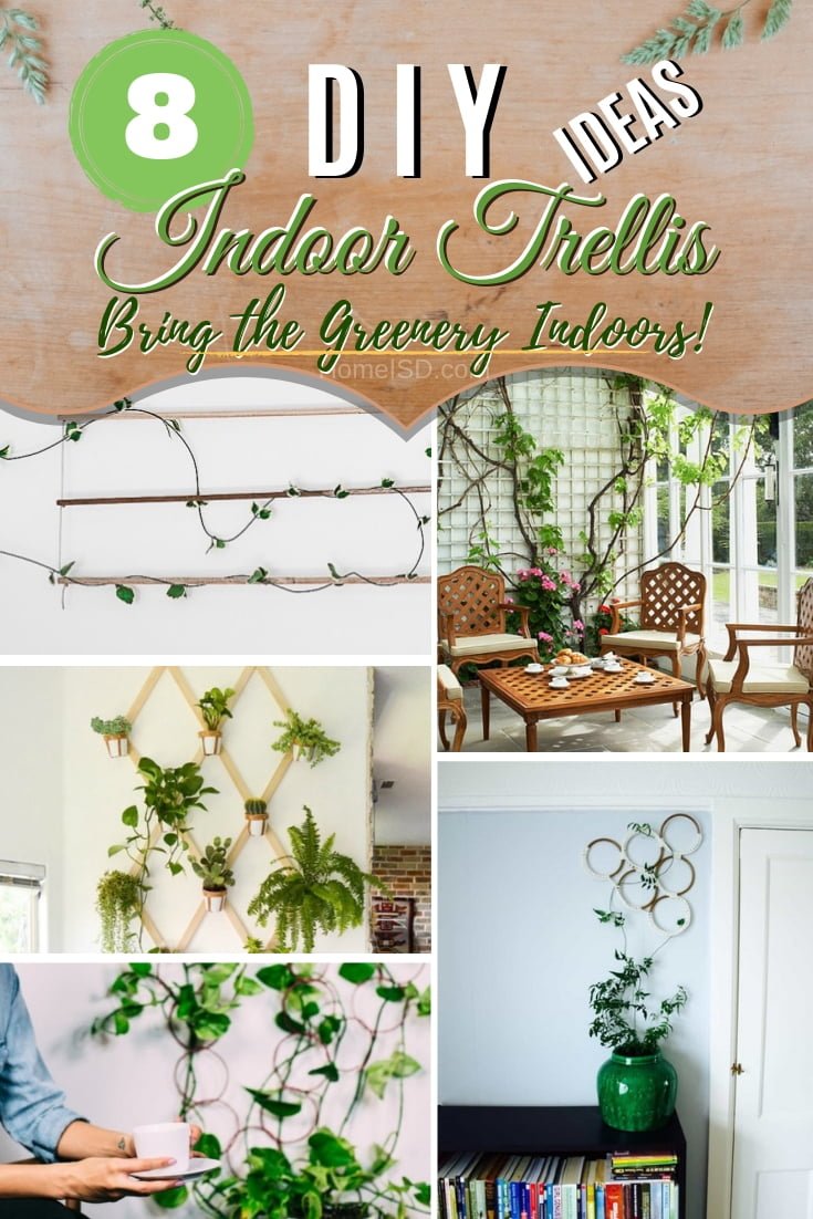 Bring the greenery inside with an amazing DIY indoor trellis. Great ideas! #DIY #trellis #indoor #houseplants #homedecor