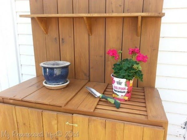 DIY potting table bench       